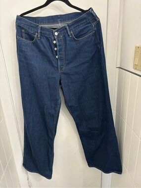 Acne Studios Wide-Leg Flared Jeans in Dark Blue size Euro 40